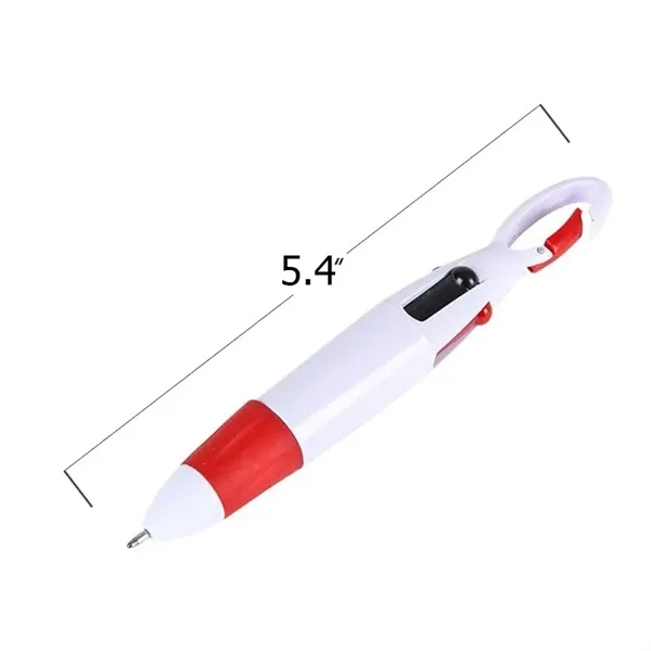 4-in-1 Multicolor Retractable Pen with a Cool Carabiner Hook - 4-in-1 Multicolor Retractable Pen with a Cool Carabiner Hook - Image 1 of 3