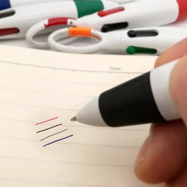 4-in-1 Multicolor Retractable Pen with a Cool Carabiner Hook - 4-in-1 Multicolor Retractable Pen with a Cool Carabiner Hook - Image 3 of 3