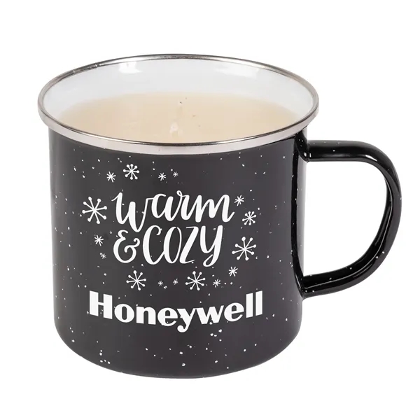 Custom 12 oz Enamel Camping Mug Scented Candle in Custom Gift Box