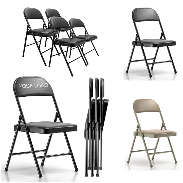 Metal  Folding Chairs with Cushion and Back - Metal  Folding Chairs with Cushion and Back - Image 0 of 4