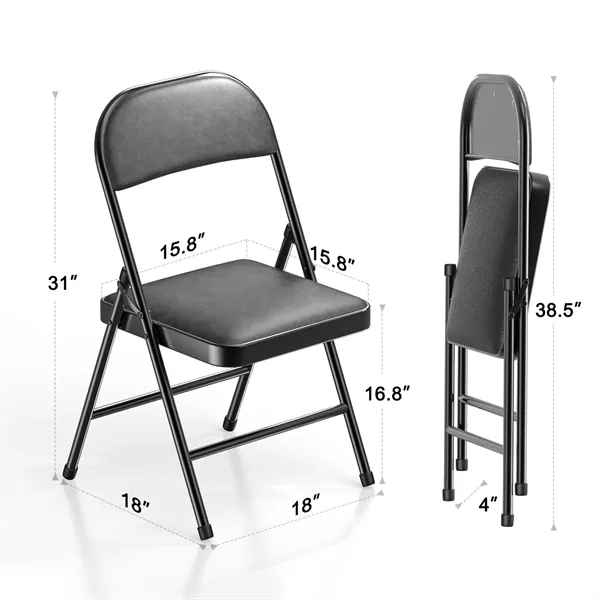 Metal  Folding Chairs with Cushion and Back - Metal  Folding Chairs with Cushion and Back - Image 1 of 4