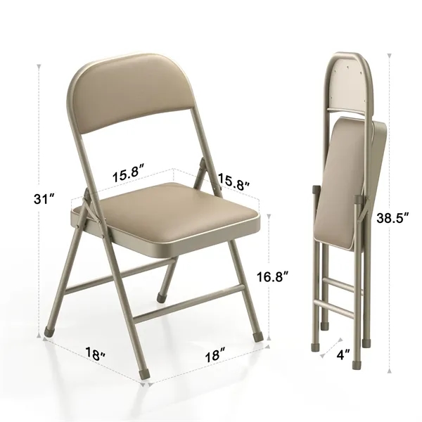Metal  Folding Chairs with Cushion and Back - Metal  Folding Chairs with Cushion and Back - Image 3 of 4