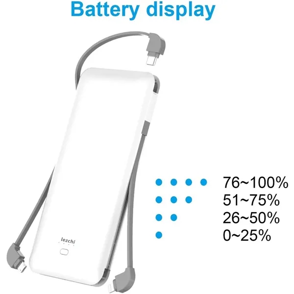 Power Bank 10000mAh USB C Portable Charger with Cable - Power Bank 10000mAh USB C Portable Charger with Cable - Image 4 of 5