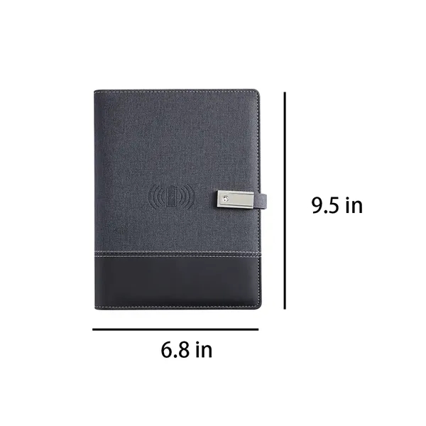 Wireless Charge Notebook Padfolio with USB Drive Power Bank - Wireless Charge Notebook Padfolio with USB Drive Power Bank - Image 1 of 9