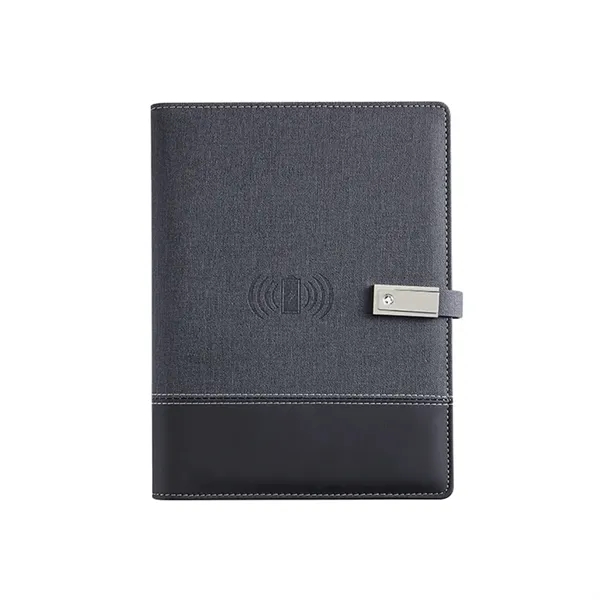 Wireless Charge Notebook Padfolio with USB Drive Power Bank - Wireless Charge Notebook Padfolio with USB Drive Power Bank - Image 9 of 9