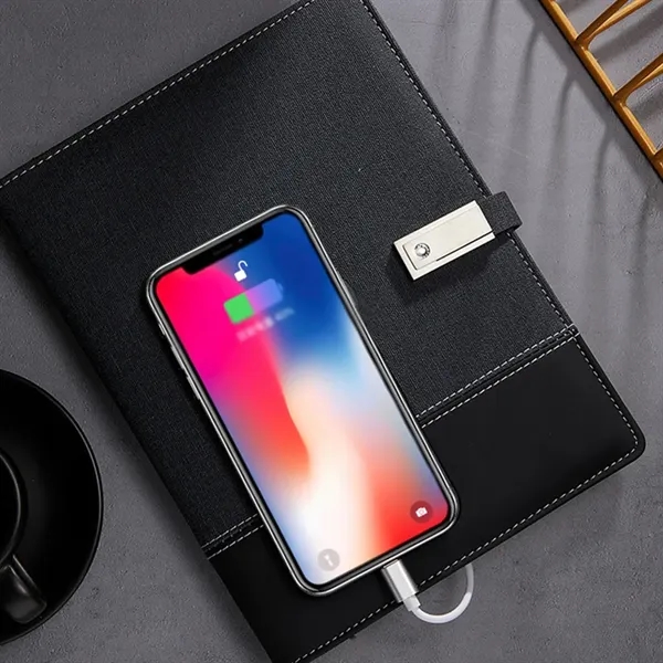 Wireless Charge Notebook Padfolio with USB Drive Power Bank - Wireless Charge Notebook Padfolio with USB Drive Power Bank - Image 7 of 9