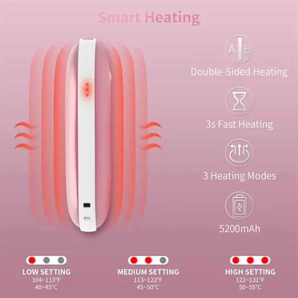2-in-1 5200mah Electric Portable Hand Warmer & Power Bank - 2-in-1 5200mah Electric Portable Hand Warmer & Power Bank - Image 1 of 6