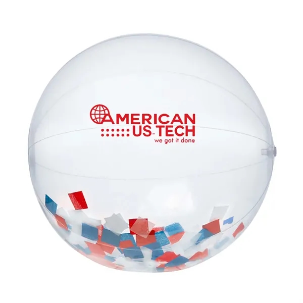 16" Red, White and Blue Confetti Beach Ball - 16" Red, White and Blue Confetti Beach Ball - Image 1 of 3