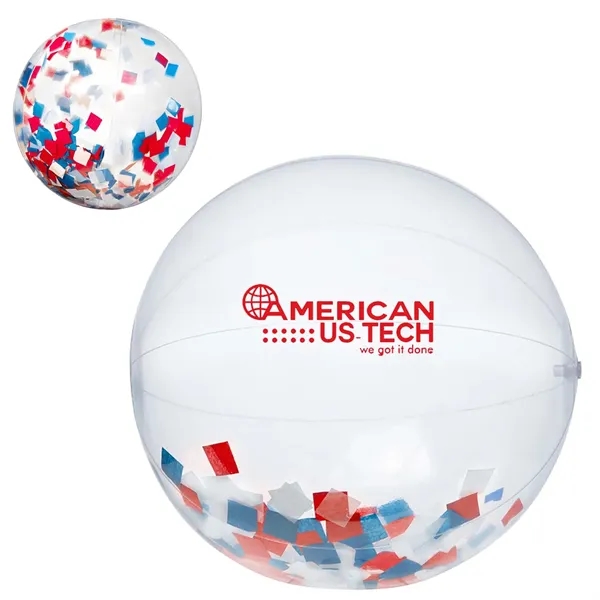 16" Red, White and Blue Confetti Beach Ball - 16" Red, White and Blue Confetti Beach Ball - Image 2 of 3