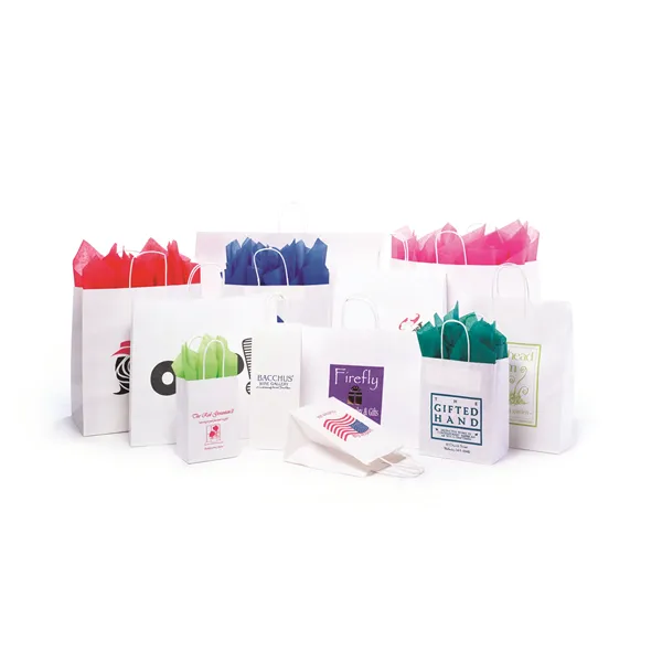 White Kraft Paper Shopping Bags (Medium Sizes) Ink Printed - White Kraft Paper Shopping Bags (Medium Sizes) Ink Printed - Image 0 of 1