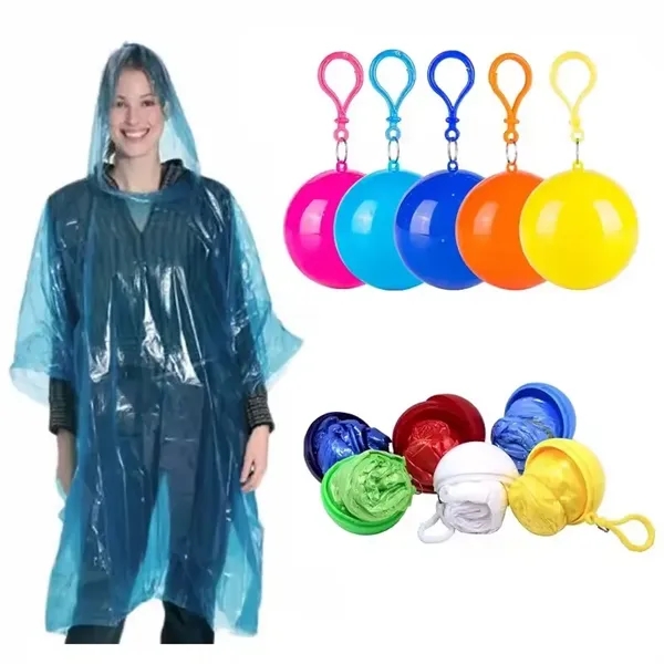 Portable Emergency Waterproof Disposable Rain Poncho Ball - Portable Emergency Waterproof Disposable Rain Poncho Ball - Image 0 of 7