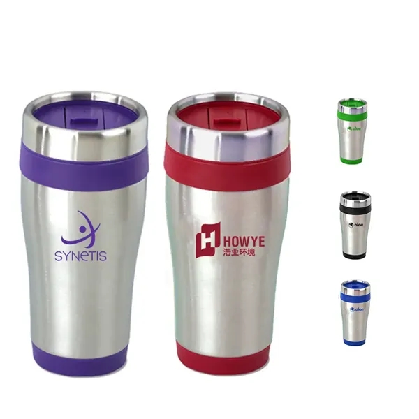 Custom Insulated Stainless Steel Travel Mugs 14 oz. with Lid - Custom Insulated Stainless Steel Travel Mugs 14 oz. with Lid - Image 1 of 2