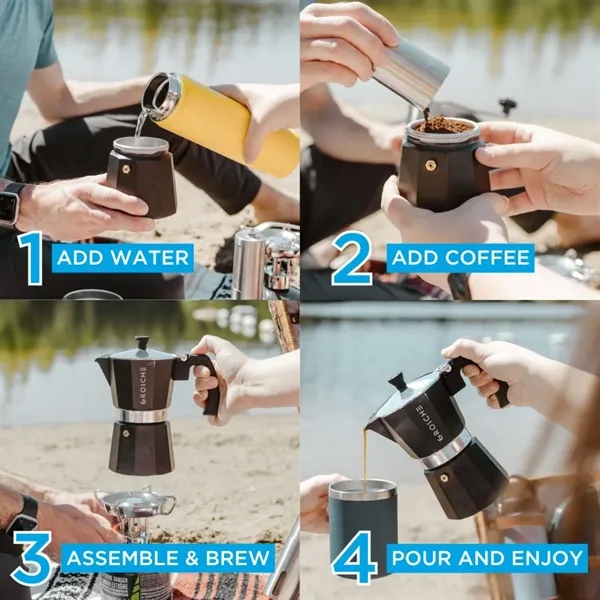GROSCHE® Stone 3 Cup Stovetop Moka Pot Espresso Coffee Maker - GROSCHE® Stone 3 Cup Stovetop Moka Pot Espresso Coffee Maker - Image 2 of 8