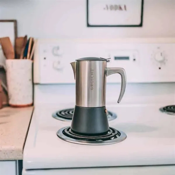 GROSCHE® Steel 10 Cup Stovetop Moka Pot Espresso Coffee Make - GROSCHE® Steel 10 Cup Stovetop Moka Pot Espresso Coffee Make - Image 5 of 5