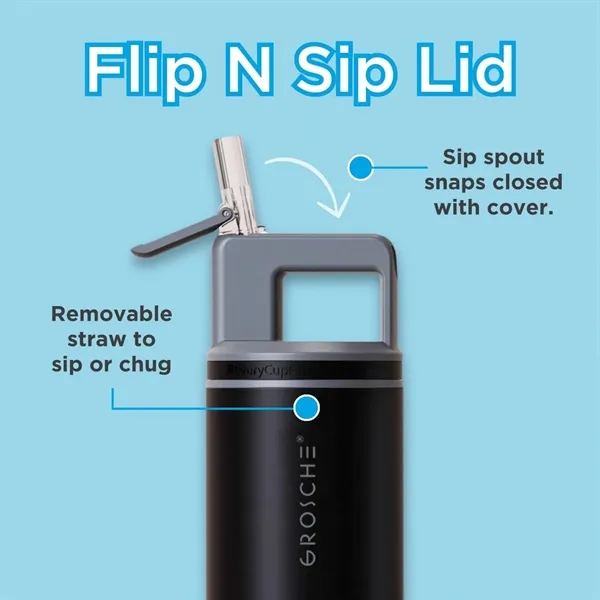 20 oz. GROSCHE® Flip 'N Sip Insulated Straw Water Bottle