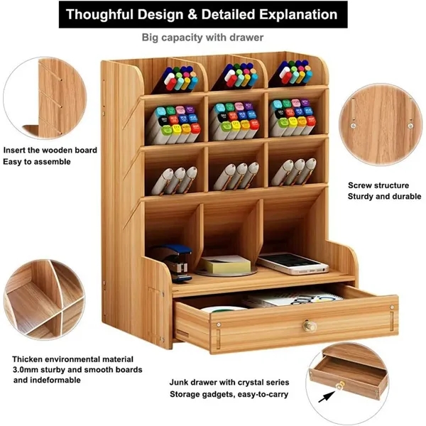 Wooden Desk Organizer - Wooden Desk Organizer - Image 1 of 5