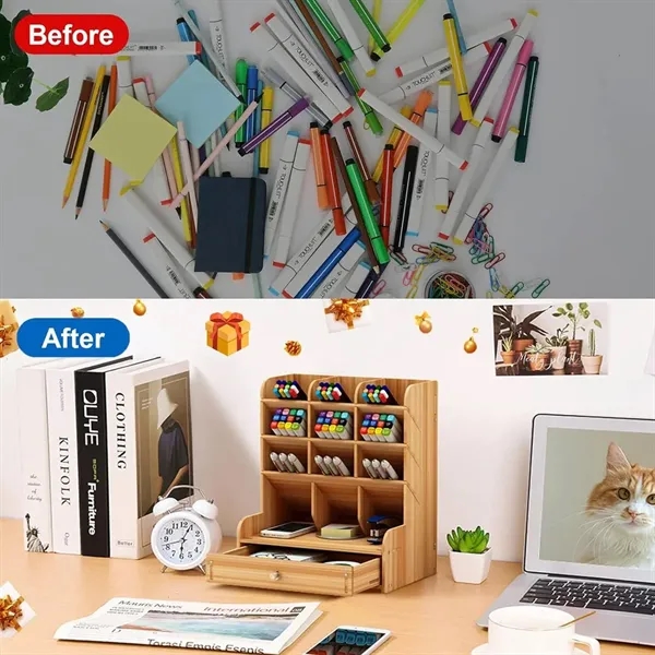 Wooden Desk Organizer - Wooden Desk Organizer - Image 3 of 5