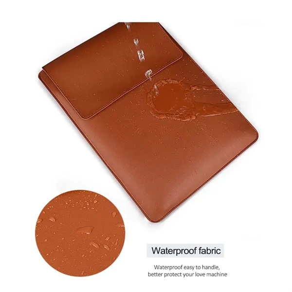 15.4 inch PU Leather Laptop Sleeve with Stand - 15.4 inch PU Leather Laptop Sleeve with Stand - Image 3 of 8