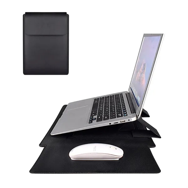 15.4 inch PU Leather Laptop Sleeve with Stand - 15.4 inch PU Leather Laptop Sleeve with Stand - Image 7 of 8