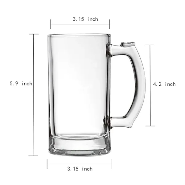 12OZ Large capacity glass beer mug with handle (350ML) - 12OZ Large capacity glass beer mug with handle (350ML) - Image 1 of 3