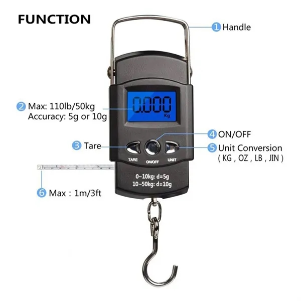 Fish Scale 50kg with Built-in Measuring Tape - Fish Scale 50kg with Built-in Measuring Tape - Image 1 of 3