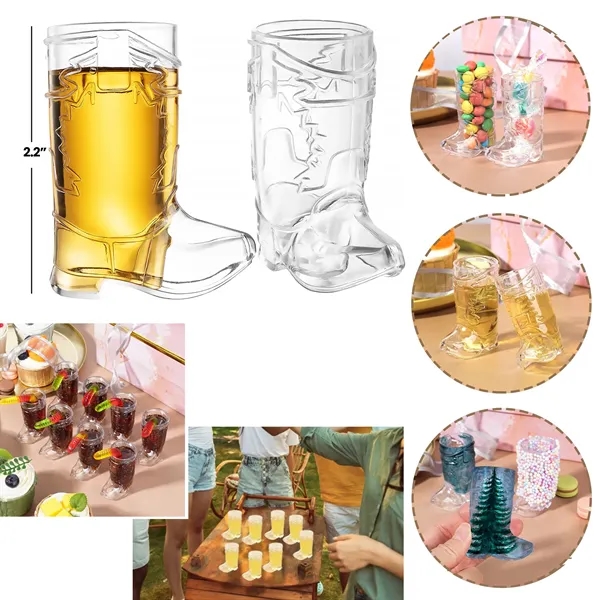 1oz Mini Plastic Cowboy Shot Boot Cups - 1oz Mini Plastic Cowboy Shot Boot Cups - Image 1 of 2