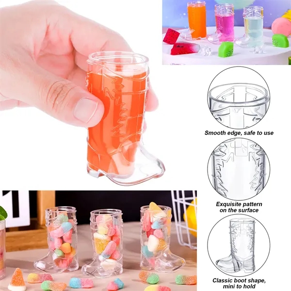 1oz Mini Plastic Cowboy Shot Boot Cups - 1oz Mini Plastic Cowboy Shot Boot Cups - Image 2 of 2