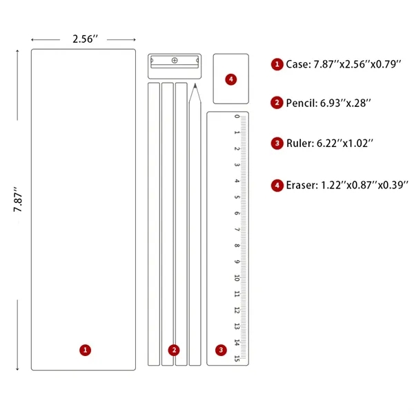 8 in 1 Stationary Set Pencils Ruler Eraser Sharpener - 8 in 1 Stationary Set Pencils Ruler Eraser Sharpener - Image 1 of 4