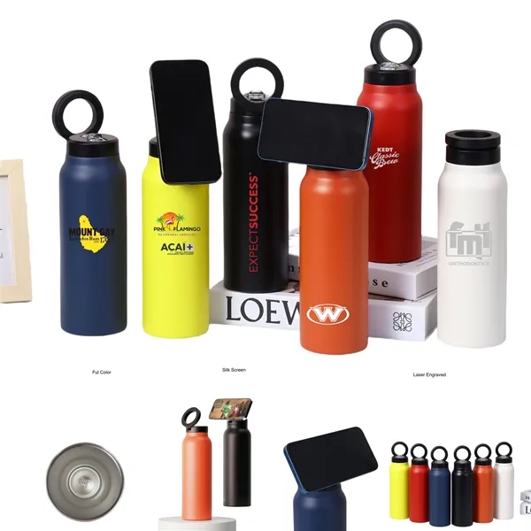 24/32 oz Insulated Water Bottle With Phone Tripod Mount - 24/32 oz Insulated Water Bottle With Phone Tripod Mount - Image 0 of 10