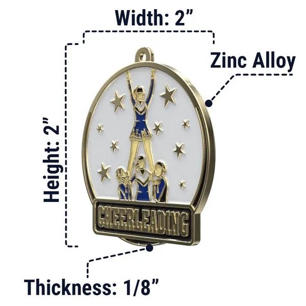 2" Bright Gold Cheerleader High Tech Medallion - 2" Bright Gold Cheerleader High Tech Medallion - Image 2 of 2