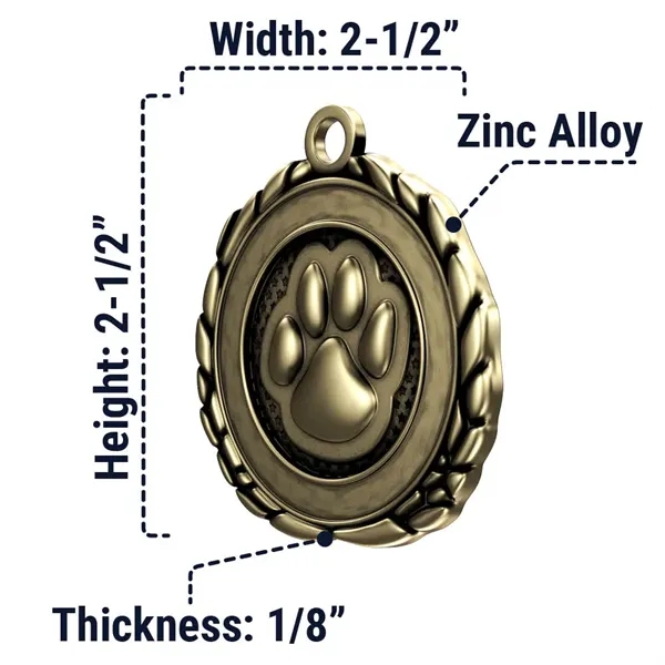 2-1/2" Quali-Craft™ Paw Medal - 2-1/2" Quali-Craft™ Paw Medal - Image 1 of 2