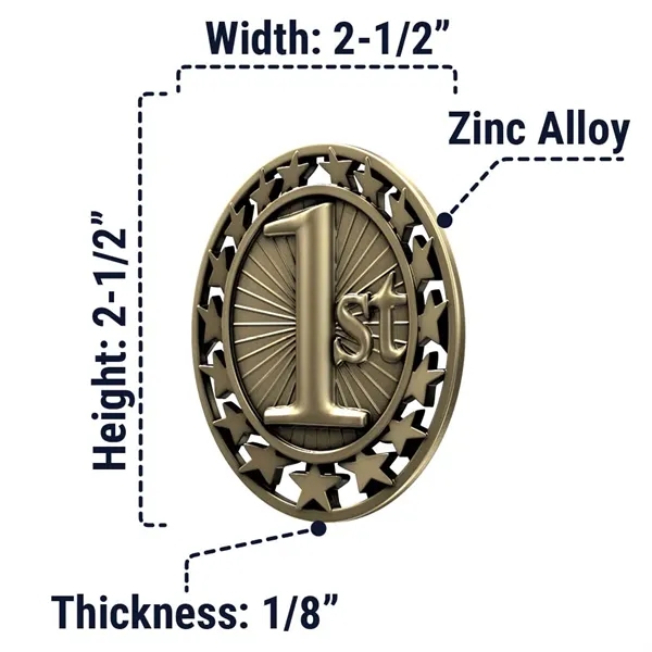 2 1/2" 1st Place Star Medallion - 2 1/2" 1st Place Star Medallion - Image 3 of 3