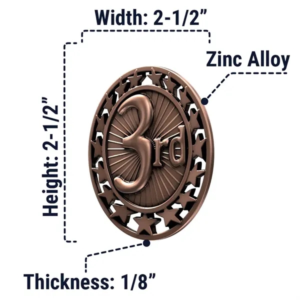 2 1/2" 3rd Place Star Medal - 2 1/2" 3rd Place Star Medal - Image 3 of 3