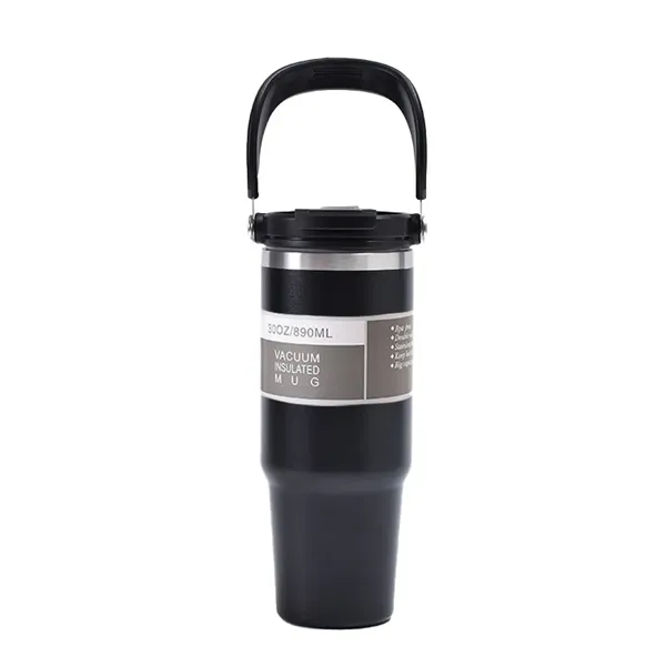 30oz Stainless Steel Insulated Tumbler w/Handle & Straw - 30oz Stainless Steel Insulated Tumbler w/Handle & Straw - Image 3 of 4