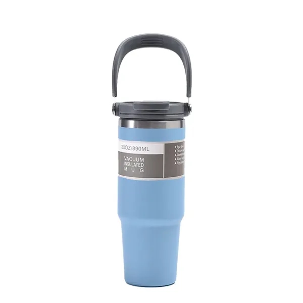 30oz Stainless Steel Insulated Tumbler w/Handle & Straw - 30oz Stainless Steel Insulated Tumbler w/Handle & Straw - Image 4 of 4