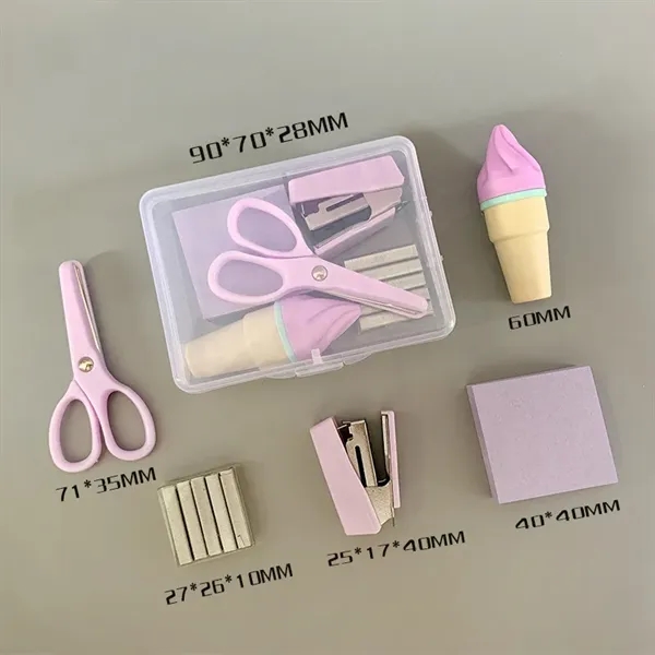 Ice Cream Shaped Macaron Office Supply School Stationery Set - Ice Cream Shaped Macaron Office Supply School Stationery Set - Image 1 of 3