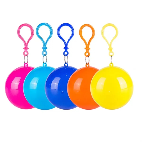 Polyethylene Keychain Ball Poncho Disposable Raincoat - Polyethylene Keychain Ball Poncho Disposable Raincoat - Image 1 of 2