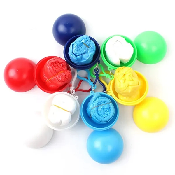 Polyethylene Keychain Ball Poncho Disposable Raincoat - Polyethylene Keychain Ball Poncho Disposable Raincoat - Image 2 of 2