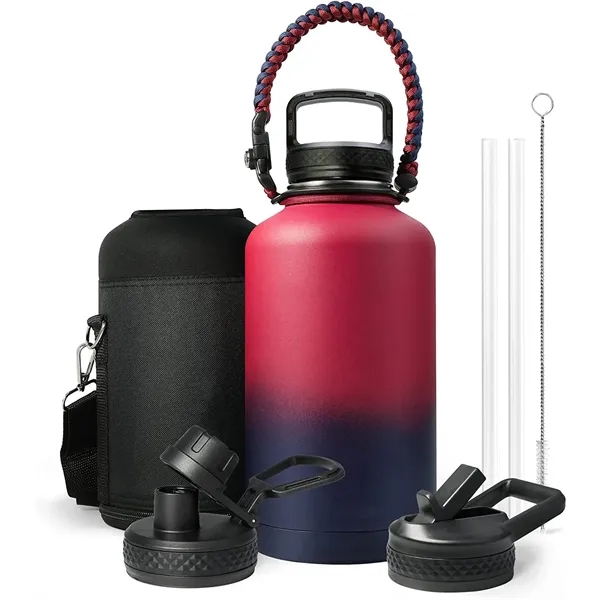 64oz Insulated Water Bottle with Straw & Paracord Handle - 64oz Insulated Water Bottle with Straw & Paracord Handle - Image 4 of 8