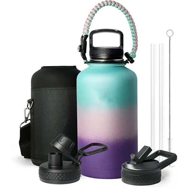 64oz Insulated Water Bottle with Straw & Paracord Handle - 64oz Insulated Water Bottle with Straw & Paracord Handle - Image 5 of 8