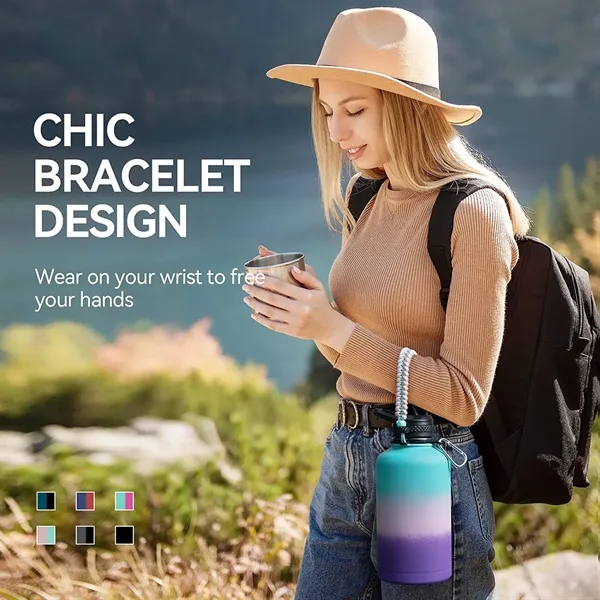 64oz Insulated Water Bottle with Straw & Paracord Handle - 64oz Insulated Water Bottle with Straw & Paracord Handle - Image 7 of 8