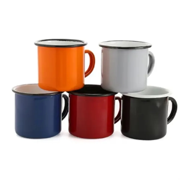 12oz Enamel +Tin Camping Mug White Body Black Rim - 12oz Enamel +Tin Camping Mug White Body Black Rim - Image 3 of 3