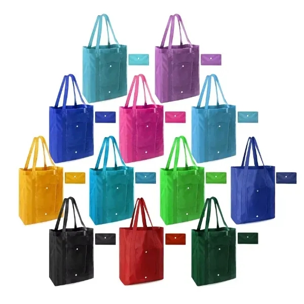 Non Woven Fold-up Tote Bag with Pouch - Non Woven Fold-up Tote Bag with Pouch - Image 1 of 2