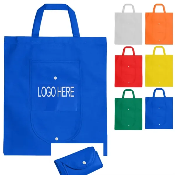 Non Woven Fold-up Tote Bag with Pouch - Non Woven Fold-up Tote Bag with Pouch - Image 0 of 2