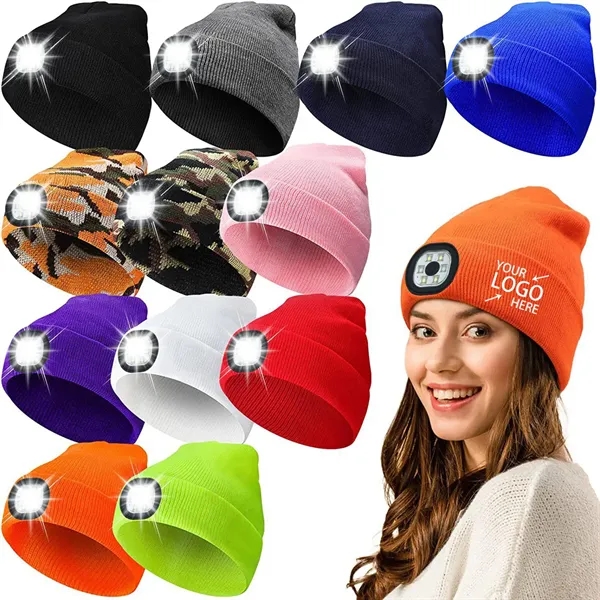 Rechargeable Led Beanie Hat With Light - Rechargeable Led Beanie Hat With Light - Image 1 of 8