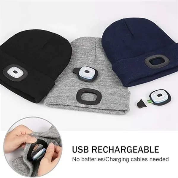 Rechargeable Led Beanie Hat With Light - Rechargeable Led Beanie Hat With Light - Image 4 of 8