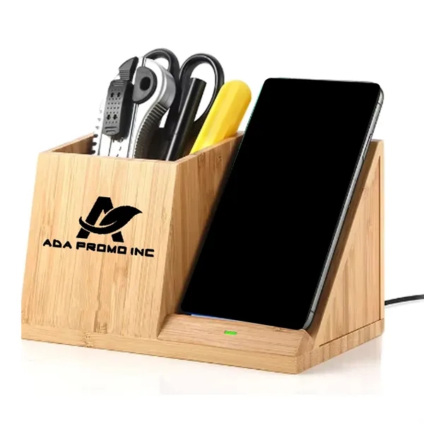 Wood Wireless Charger with Organizer - Wood Wireless Charger with Organizer - Image 0 of 3