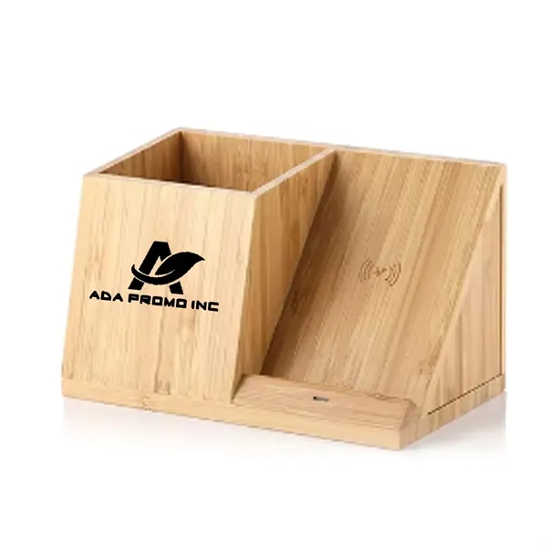 Wood Wireless Charger with Organizer - Wood Wireless Charger with Organizer - Image 1 of 3