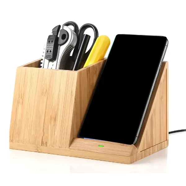 Wood Wireless Charger with Organizer - Wood Wireless Charger with Organizer - Image 2 of 3