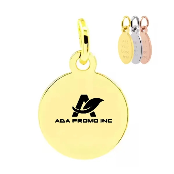 Small Size Round Metal Tag Necklace Pendant - Small Size Round Metal Tag Necklace Pendant - Image 0 of 3